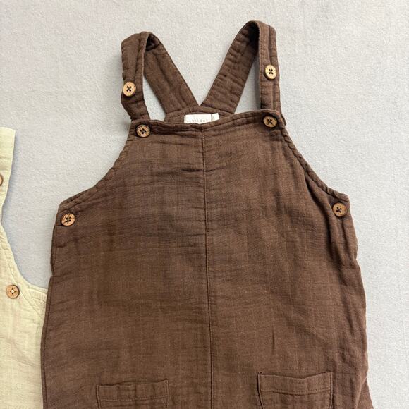 Jamie Kay Bundle of 2 Organic Cotton Muslin Overall Jumpers Sage Brown Unisex 4Y - Picture 2 of 9